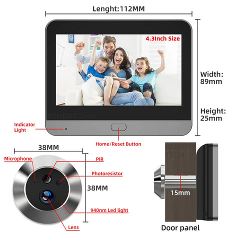 Smart 3MP Mini Peephole Door Camera with Wi-Fi & Motion Detection