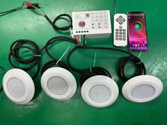 "12W DC12V RGB LED Pool Light – Bluetooth App-Controlled Underwater Spotlight for Fountain, Landscape, and Piscina Lighting