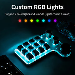Bluetooth RGB Macro Keyboard – 3 Knobs, 12 Keys, Programmable Mechanical Hotswap Keypad
