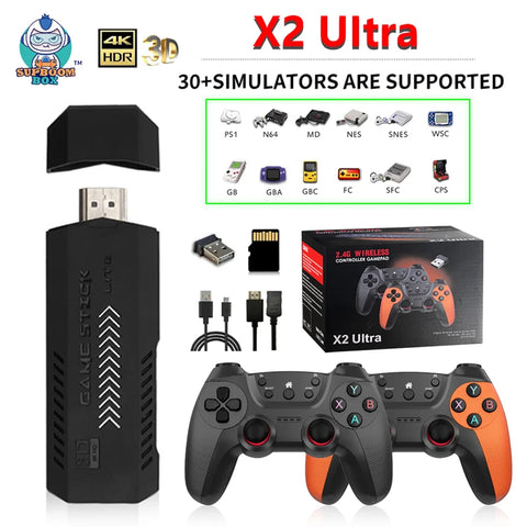 X2 Ultra Video Game Stick Console with 2.4G Wireless Controllers