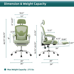 "JHK Ergonomic Mesh Gaming Chair – High Back Recliner with Lumbar Support & Swivel Base"