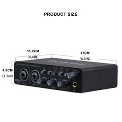 BOMGE U202 USB Audio Interface – 32-Bit/192kHz Mic Preamplifier with XLR/TS/TRS Inputs & 48V Phantom Power for PC Recording & Streaming
