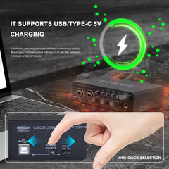 BOMGE U202 USB Audio Interface – 32-Bit/192kHz Mic Preamplifier with XLR/TS/TRS Inputs & 48V Phantom Power for PC Recording & Streaming