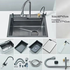 304 Stainless Steel Waterfall Kitchen Sink Set