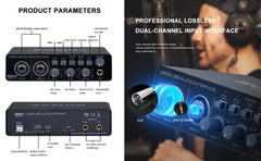 BOMGE U202 USB Audio Interface – 32-Bit/192kHz Mic Preamplifier with XLR/TS/TRS Inputs & 48V Phantom Power for PC Recording & Streaming