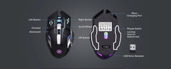 RGB Backlit Wireless Mouse – Bluetooth & 2.4GHz USB Rechargeable Silent Optical Mouse for Laptop, PC, MacBook & Tablet