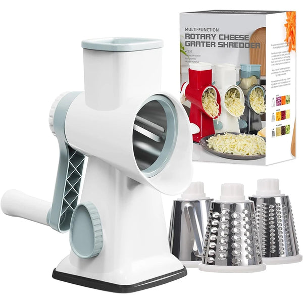 3-in-1 Rotary Cheese & Vegetable Grater – Manual Multi-Purpose Slicer