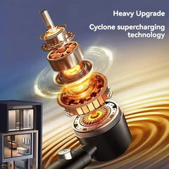 Cyclone supercharging technology with swirling effects and building in the background