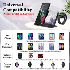 3-in-1 Wireless Charger for Samsung Galaxy Watch 6/5 Pro – Fast Charging Stand for Galaxy S24, S23, S22 with Alarm Clock
