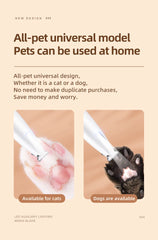 Advertisement for a universal pet model with text and images of a cat and dog being used.