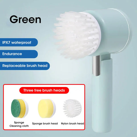 Electric Spin Scrubber with 5 Replaceable Brush Heads