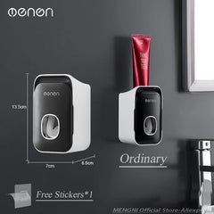 MENGNI Automatic Toothpaste Dispenser – Wall-Mounted Toothbrush Holder