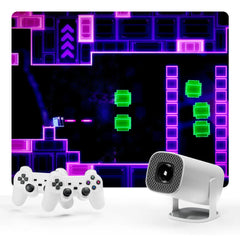 "P30MAX Android 11 Gaming Projector – 720P HD Portable Home Theater with Dual WiFi, 64GB TF Card, Wireless Game Controller"