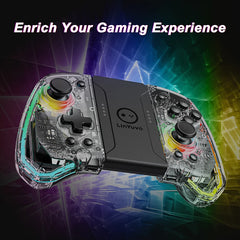 KS40 Wireless Transparent Joy-Pad – LinYuvo LED Switch Controller with Turbo for Nintendo NS/OLED/Lite