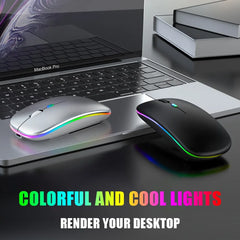 "Bluetooth & 2.4G Wireless Mouse – Rechargeable, Luminous Portable Mouse for Tablet, Phone, Computer & Laptop"
