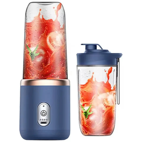 "Portable Electric Juicer – 1pc Stainless Steel Blade Fruit & Smoothie Blender, Blue/Pink, Automatic Cup Juicer for Kitchen"