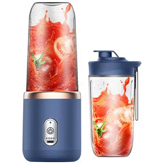 "Portable Electric Juicer – 1pc Stainless Steel Blade Fruit & Smoothie Blender, Blue/Pink, Automatic Cup Juicer for Kitchen"