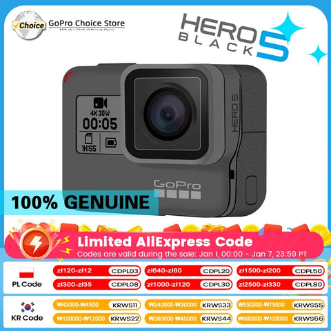 GoPro HERO5 Black Action Camera – 4K/1080P Video, Anti-Shake Sports Cam for Cycling & Helmet Mounting