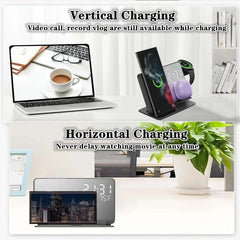 3-in-1 Wireless Charger for Samsung Galaxy Watch 6/5 Pro – Fast Charging Stand for Galaxy S24, S23, S22 with Alarm Clock