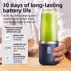 "Portable Electric Juicer – 1pc Stainless Steel Blade Fruit & Smoothie Blender, Blue/Pink, Automatic Cup Juicer for Kitchen"