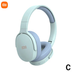 Light blue headphones with Xiaomi logo on a white background