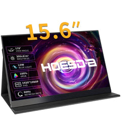 "HOESD.a 15.6'' Portable Gaming Monitor – 1080P, 300cd/m² Extended Display for Laptop, Phone, Switch, Xbox, PS4/PS5, PC, Mini PC"