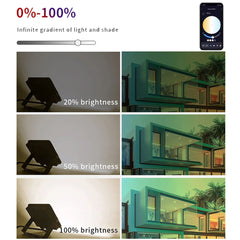"Outdoor Smart RGBCW Floodlight – 16 Million Colors, Adjustable Color Temperature, Wi-Fi & Wireless Control for Patio Lighting"