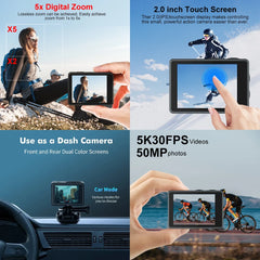5K Action Camera with 4K60FPS & Wireless Mic