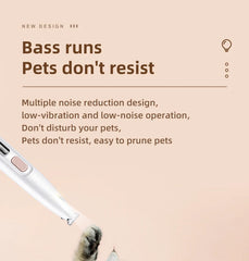 Pet grooming tool with text on a beige background