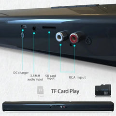 "Bluetooth 5.3 Soundbar – Stereo Surround Home Theater Speaker with Remote, RCA, AUX & TF Card Support"