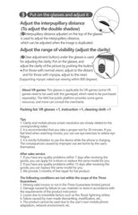 Instructions for adjusting VR glasses with text and diagrams on a white background
