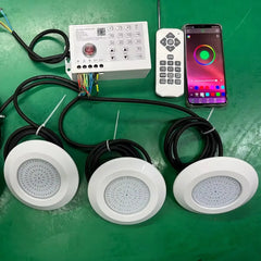 "12W DC12V RGB LED Pool Light – Bluetooth App-Controlled Underwater Spotlight for Fountain, Landscape, and Piscina Lighting
