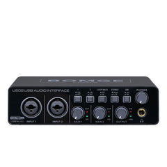 BOMGE U202 USB Audio Interface – 32-Bit/192kHz Mic Preamplifier with XLR/TS/TRS Inputs & 48V Phantom Power for PC Recording & Streaming