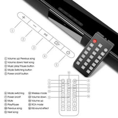 "Bluetooth 5.3 Soundbar – Stereo Surround Home Theater Speaker with Remote, RCA, AUX & TF Card Support"