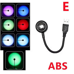 Colorful LED light panel with USB cable and 'ABS' text on a white background