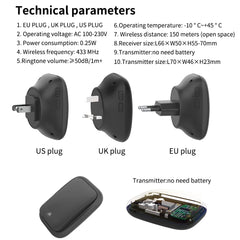 Lunzo Self-Powered Wireless Doorbell with 150m Range