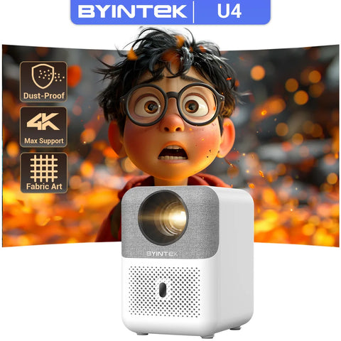 "BYINTEK LOVE U4 Smart Mini Projector – 4K Support, 1080P HD Android WiFi Home Theater for Smartphone & Cinema Use"