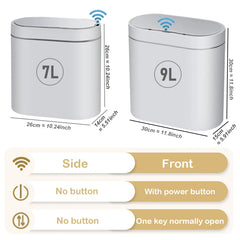 "Smart Sensor Trash Can – 7L/9L Narrow Automatic Waste Bin, Waterproof for Bathroom, Toilet, Kitchen, and Office Use"