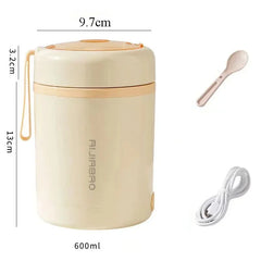 Portable 600ML USB Food Heater – Stainless Steel Electric Lunch Container for Travel, Work, Picnic