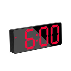 "Curved Mirror LED Alarm Clock with Temperature Display"