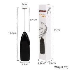 Black product with dimensions and packaging details on a white background
