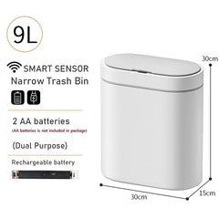 "Smart Sensor Trash Can – 7L/9L Narrow Automatic Waste Bin, Waterproof for Bathroom, Toilet, Kitchen, and Office Use"