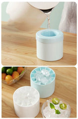 Ice cube tray being filled with water and used to make ice cubes.