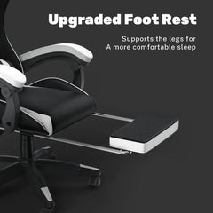 "Gaming Chair with Footrest – Ergonomic Design, Adjustable Height, Lumbar and Head Support, Reclining Backrest"
