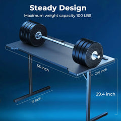 55" LED Gaming Desk with Power Outlets & Monitor Stand