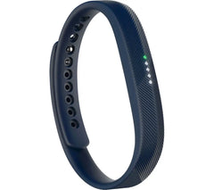 Navy blue fitness tracker on a white background