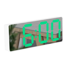 "Curved Mirror LED Alarm Clock with Temperature Display"
