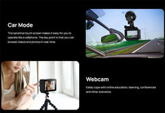 Product display with text on car mode and webcam usage