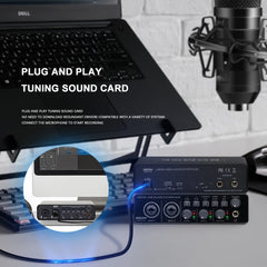 BOMGE U202 USB Audio Interface – 32-Bit/192kHz Mic Preamplifier with XLR/TS/TRS Inputs & 48V Phantom Power for PC Recording & Streaming