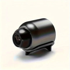 Black camera lens on a white background
